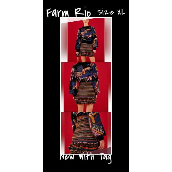 Farm Rio Ruffled Mini Skirt Size XL New With Tags - Picture 1 of 6